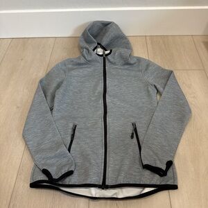 Gray Zip-Up Hoodie with Black Trim